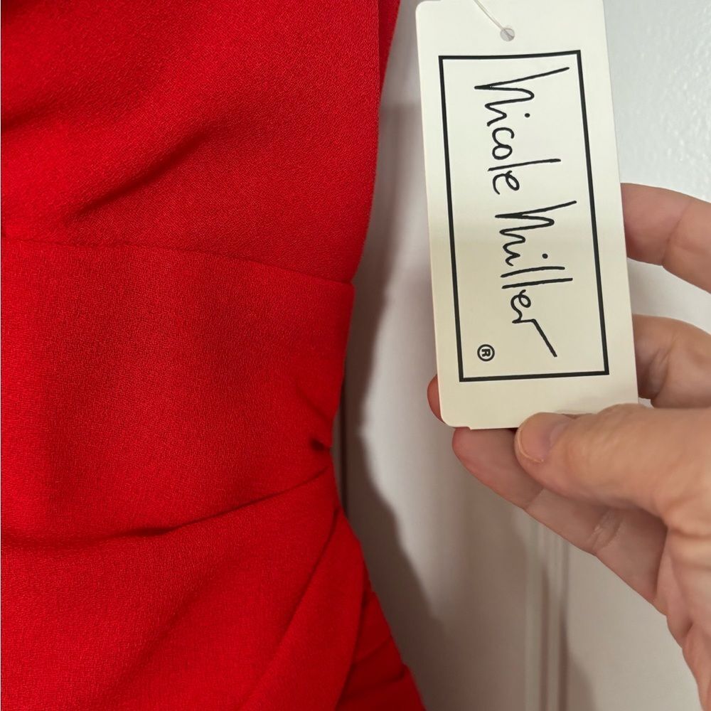 NWT Nicole Miller Vibrant Red Midi Cocktail Dress - Picture 5 of 6